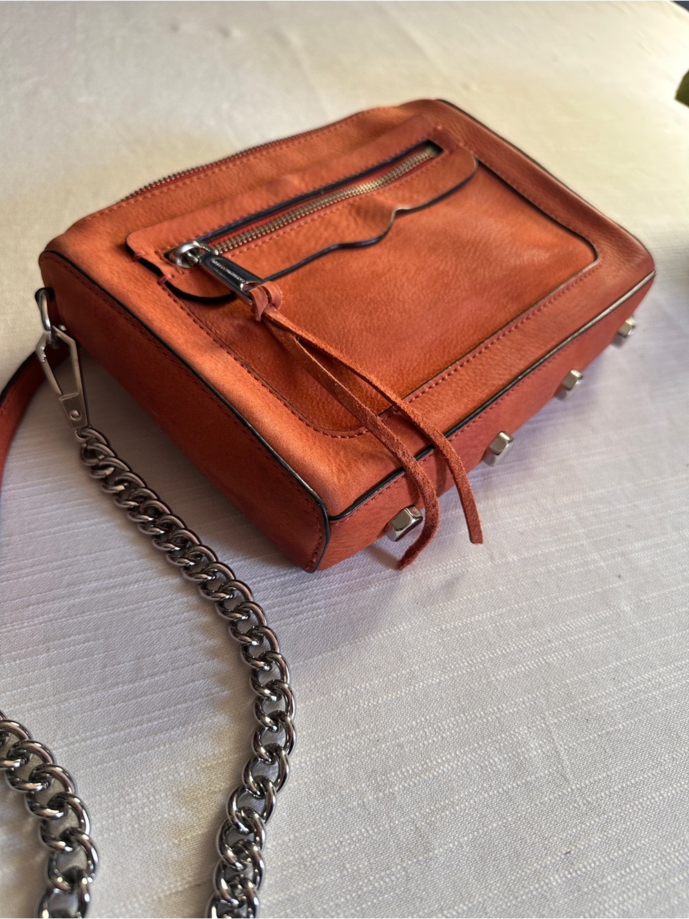 REBECCA MINKOFF SUEDE AVERY CROSSBODY BAG | BURNT ORANGE / RUST